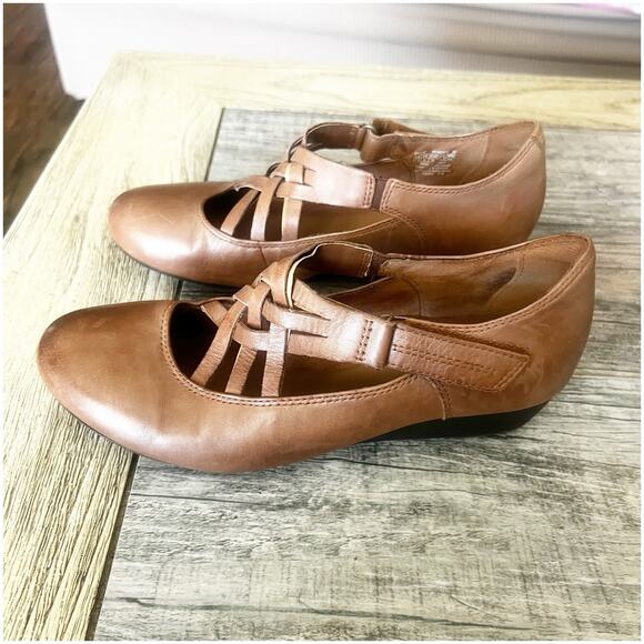Rockport Cobblestone Strappy Jewett Round Toe Wedge Tan Leather Size 7.5 - Picture 2 of 10